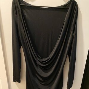 Backless long sleeve black mini dress